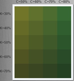 Print showing various combinations of ink